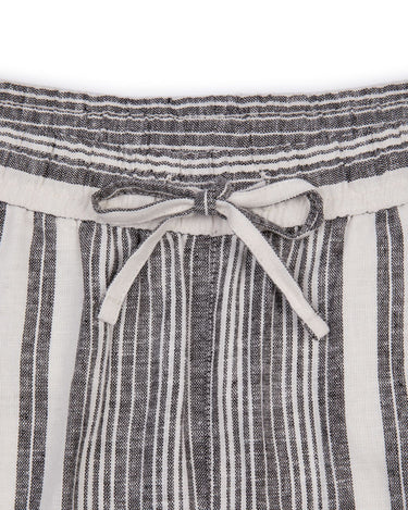 Linen-Blend Stripe Shorts - Grey & White