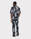 Satin Lotus Tiger Print Long Pyjama Set - Black
