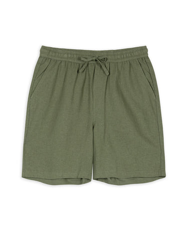 Linen-Blend Shorts - Khaki