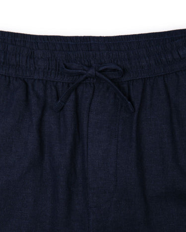 Linen-Blend Shorts - Navy