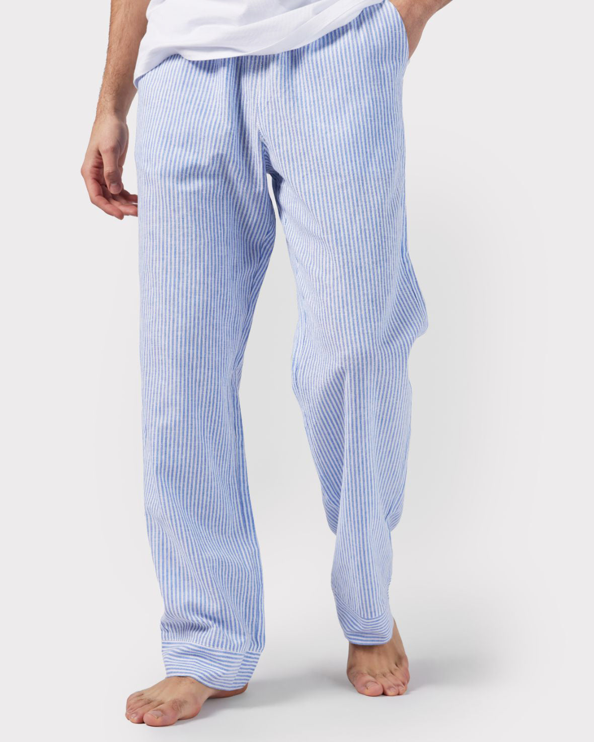 Poplin Stripe Pyjama Bottoms - Navy & White