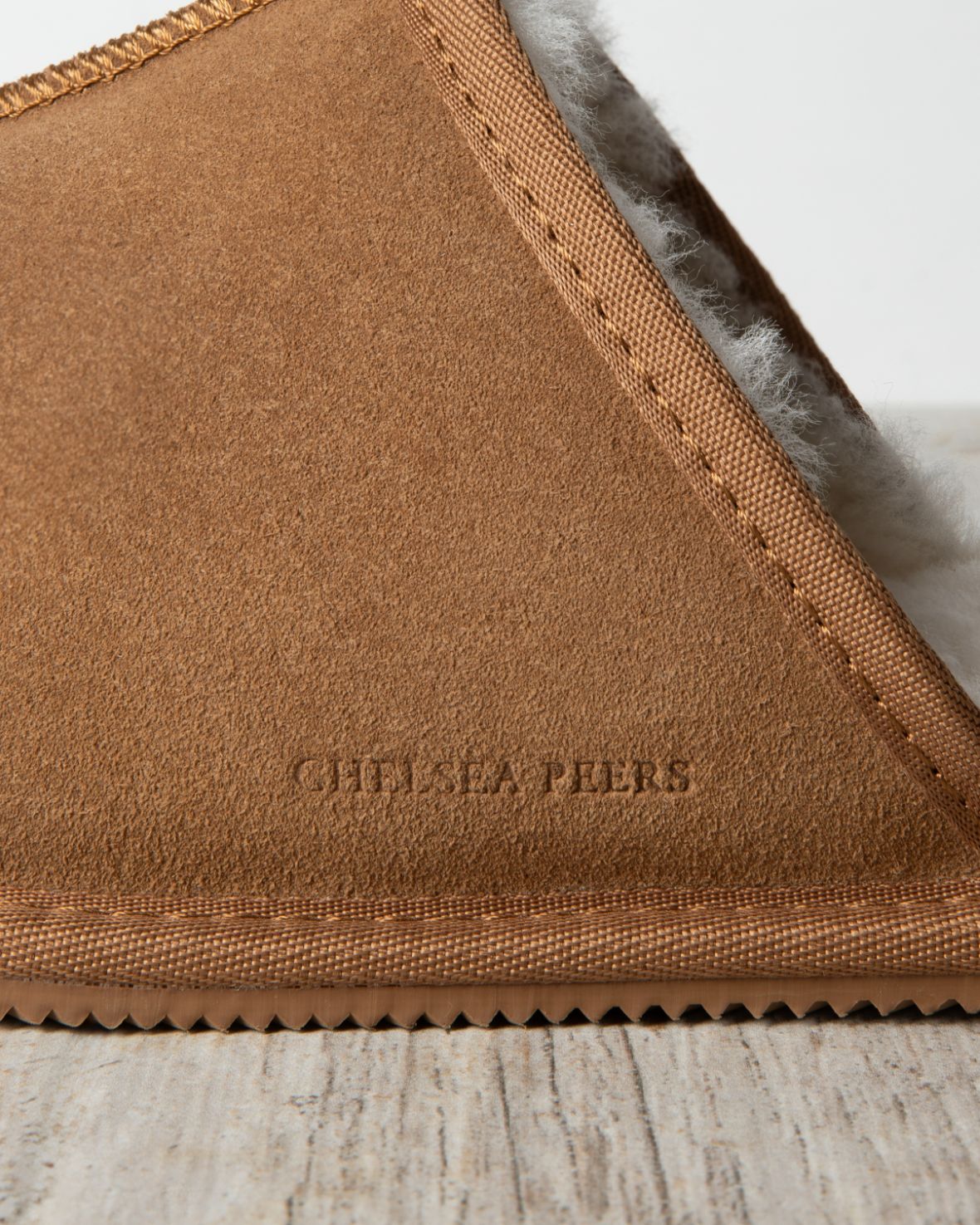 Mens Suede Sheepskin Mule Slippers - Tan