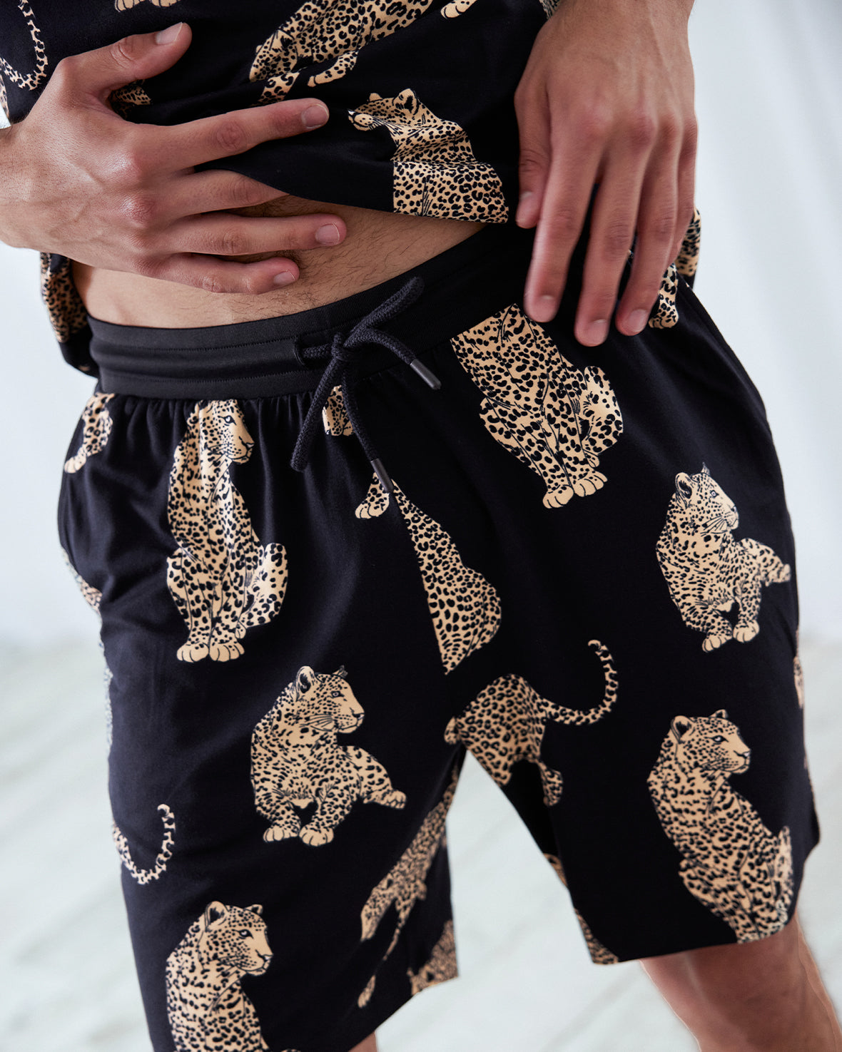 Leopard Print Short Pyjama Set - Navy