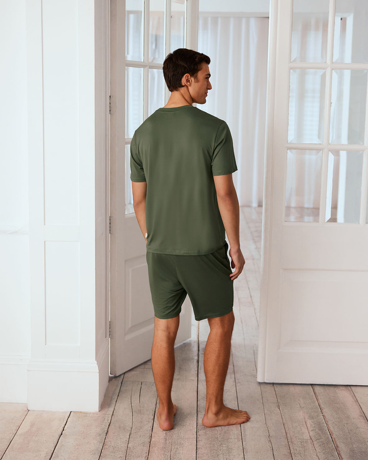 Crew Neck Short Pyjama Set - Sage