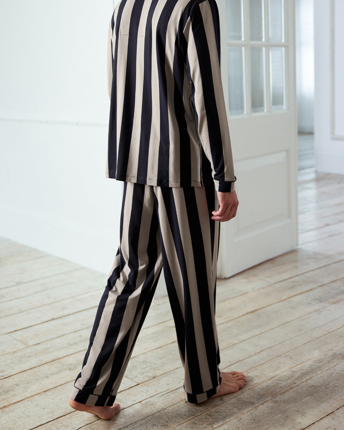 Stripe Button Up Long Pyjama Set