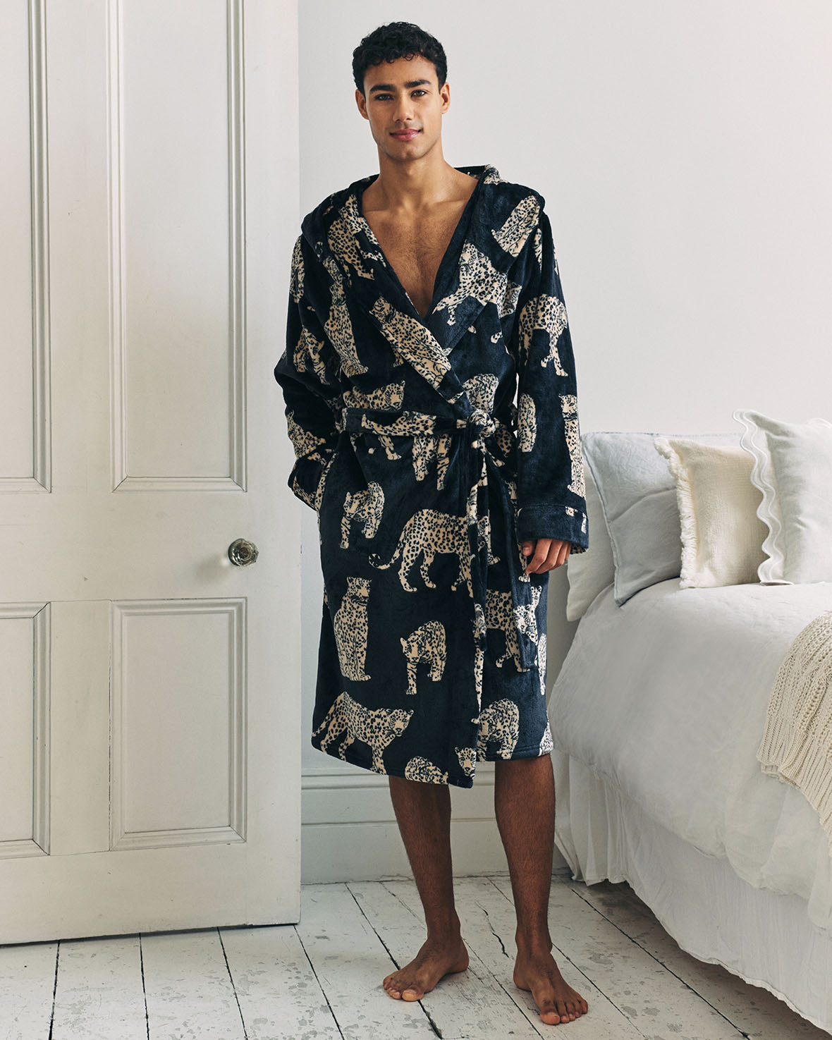 Fleece Leopard Print Dressing Gown