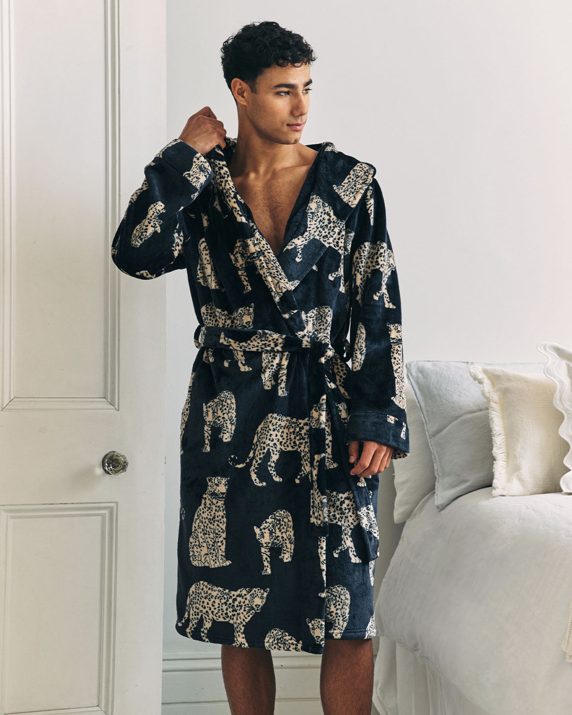 Fleece Leopard Print Dressing Gown