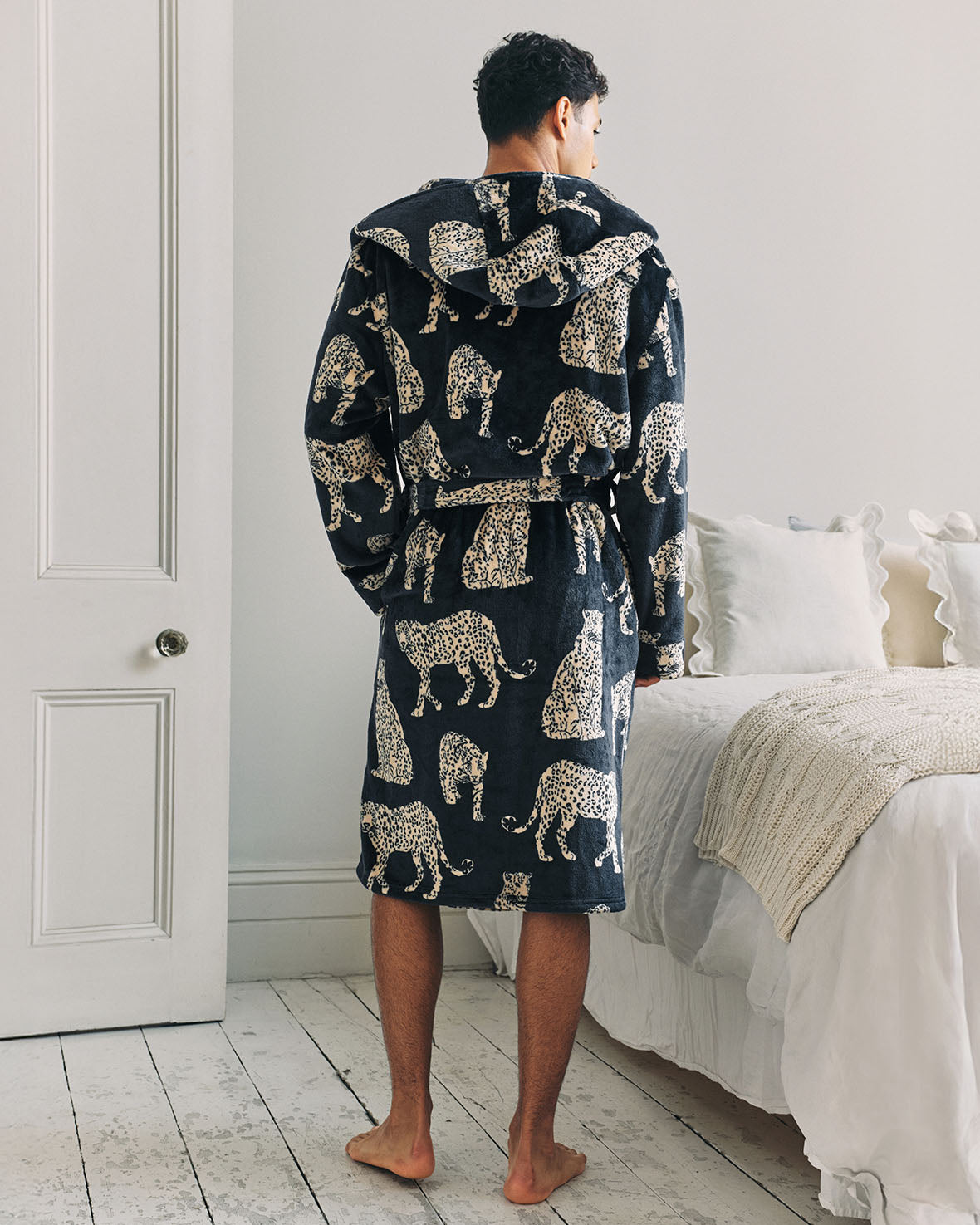 Fleece Leopard Print Dressing Gown