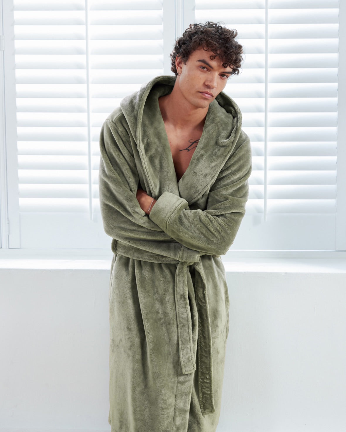 Fleece Dressing Gown - Sage