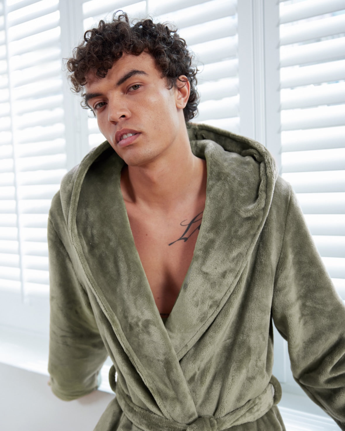 Fleece Dressing Gown - Sage