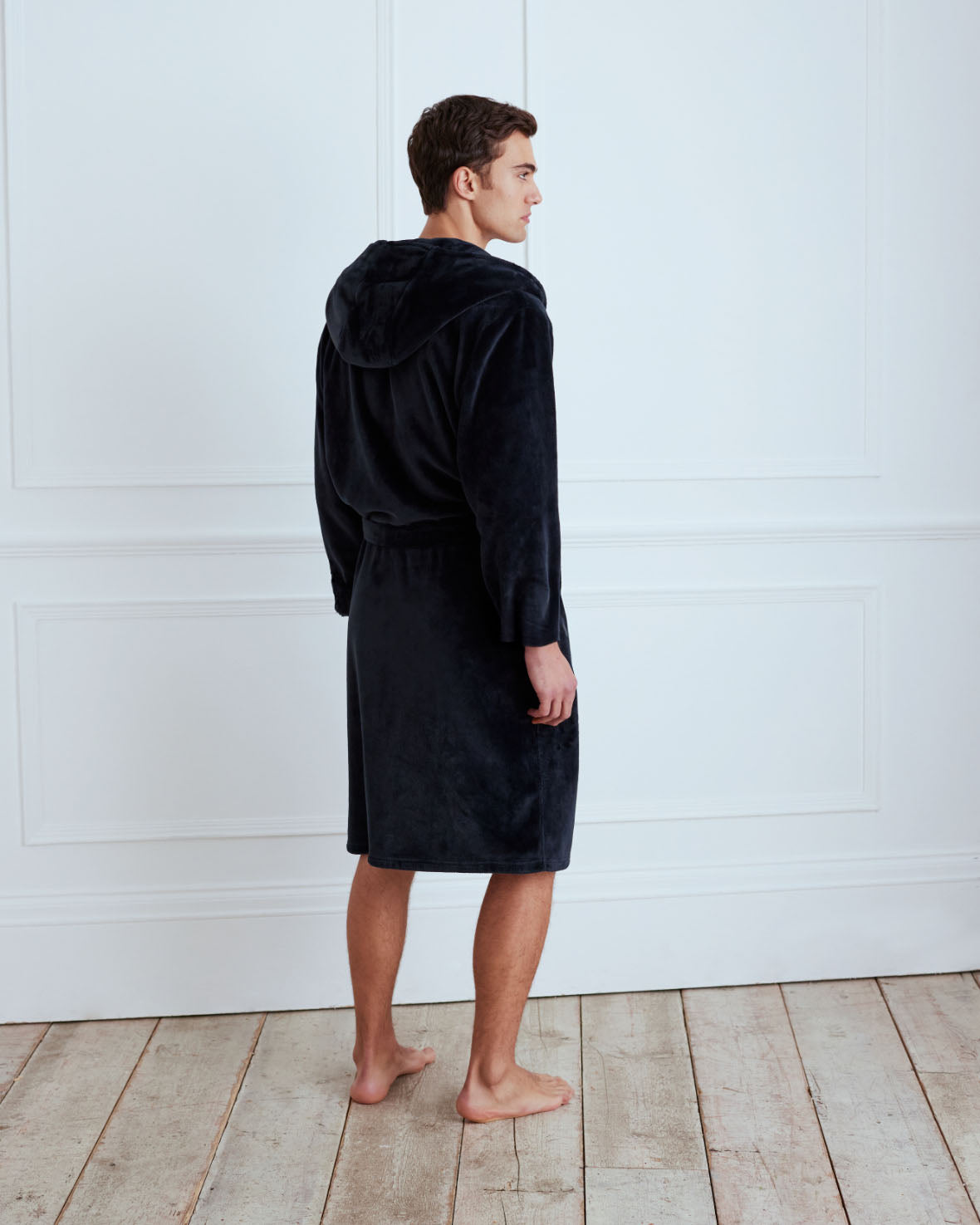 Fleece Dressing Gown - Navy