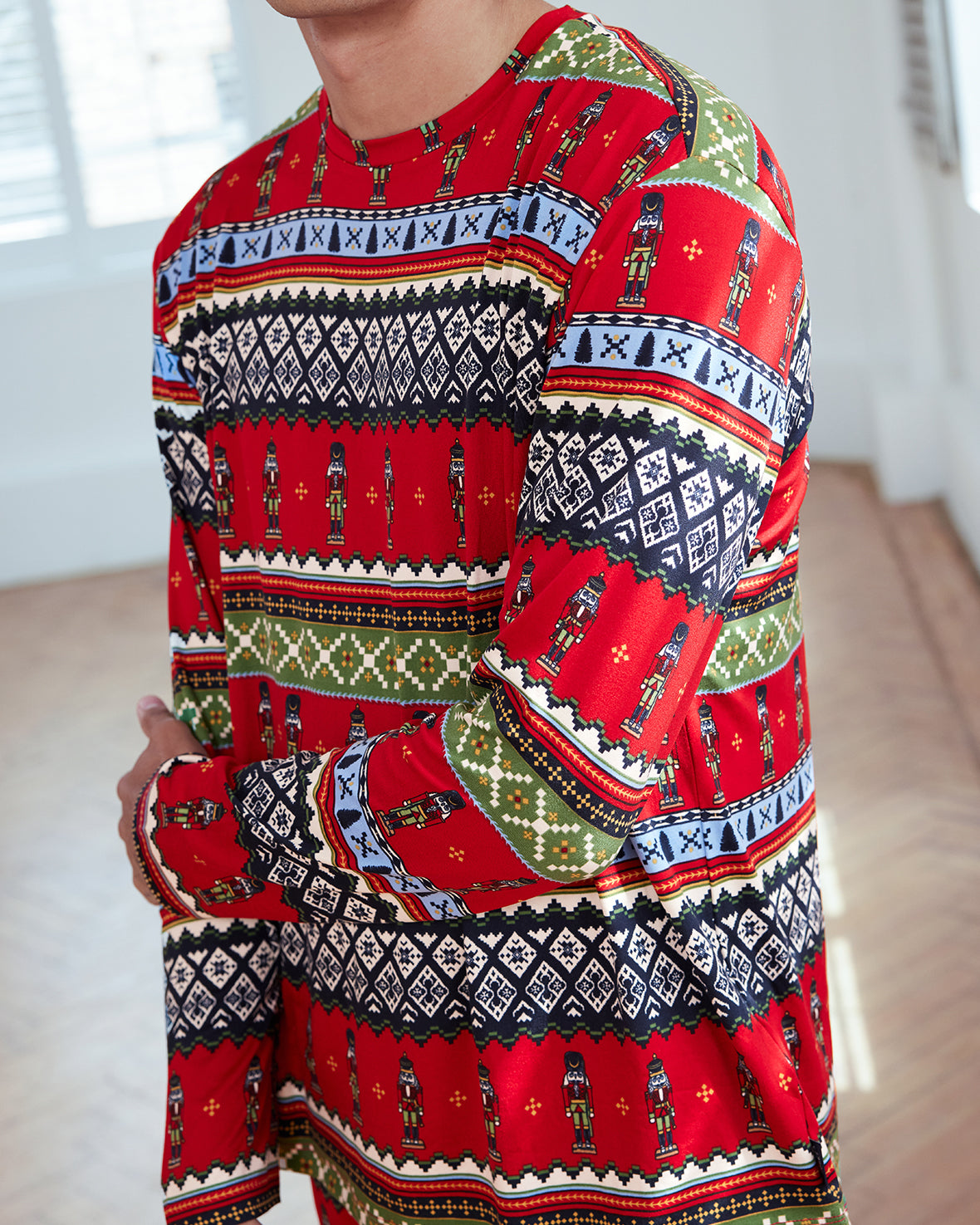 Christmas Nutcracker Fair Isle Print Long Pyjama Set