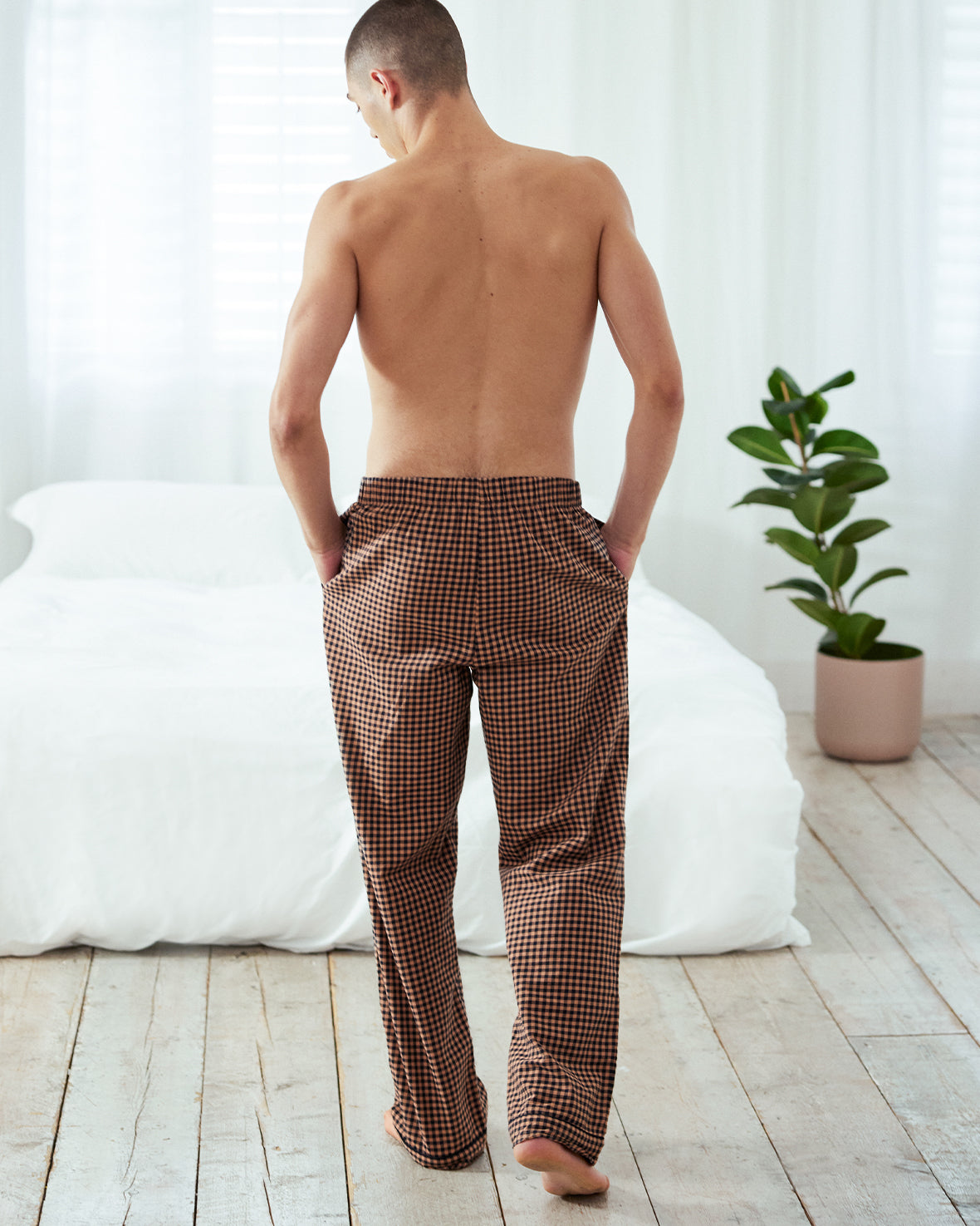 Organic Cotton Gingham Check Long Pyjama Bottoms