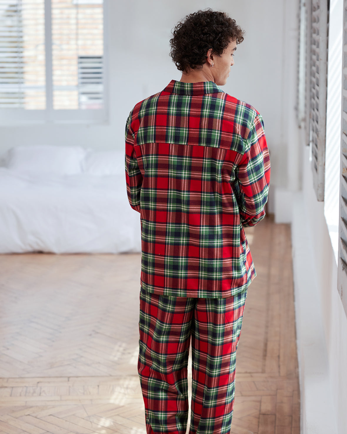 Organic Cotton Brushed Check Long Pyjama Set