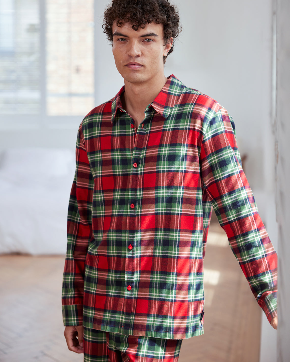 Organic Cotton Brushed Check Long Pyjama Set