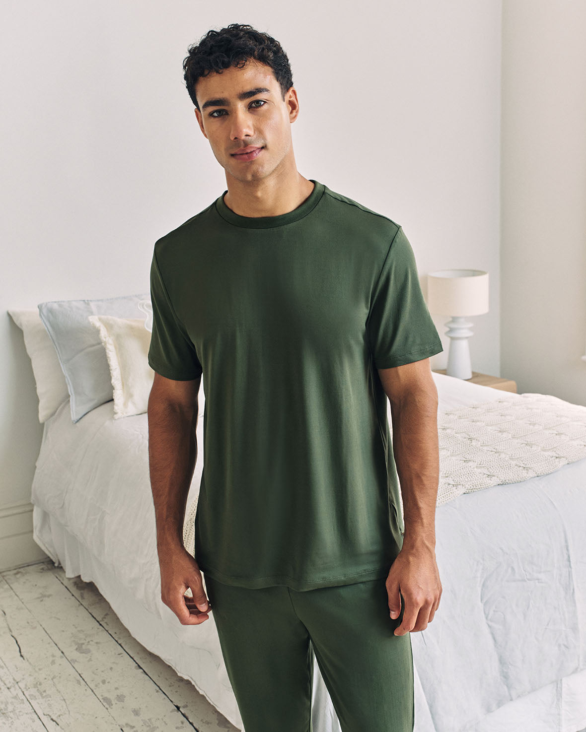 Crew Neck Long Pyjama Set - Sage