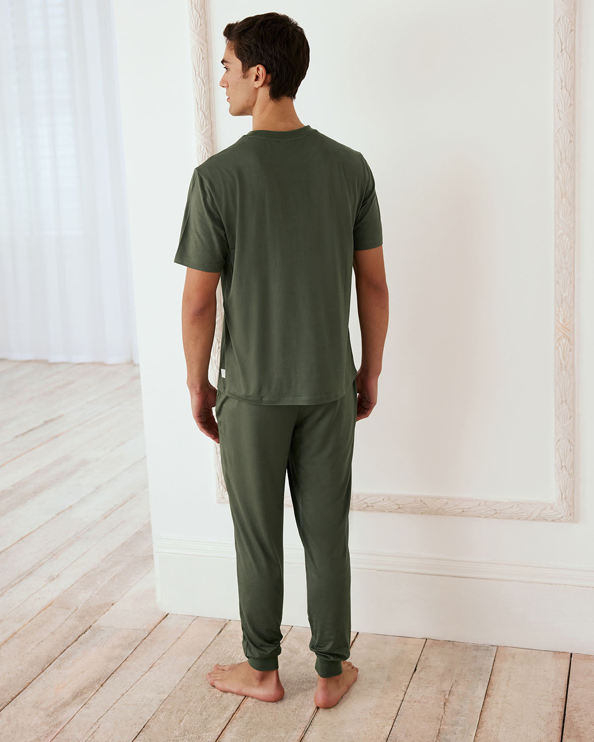 Crew Neck Long Pyjama Set - Sage