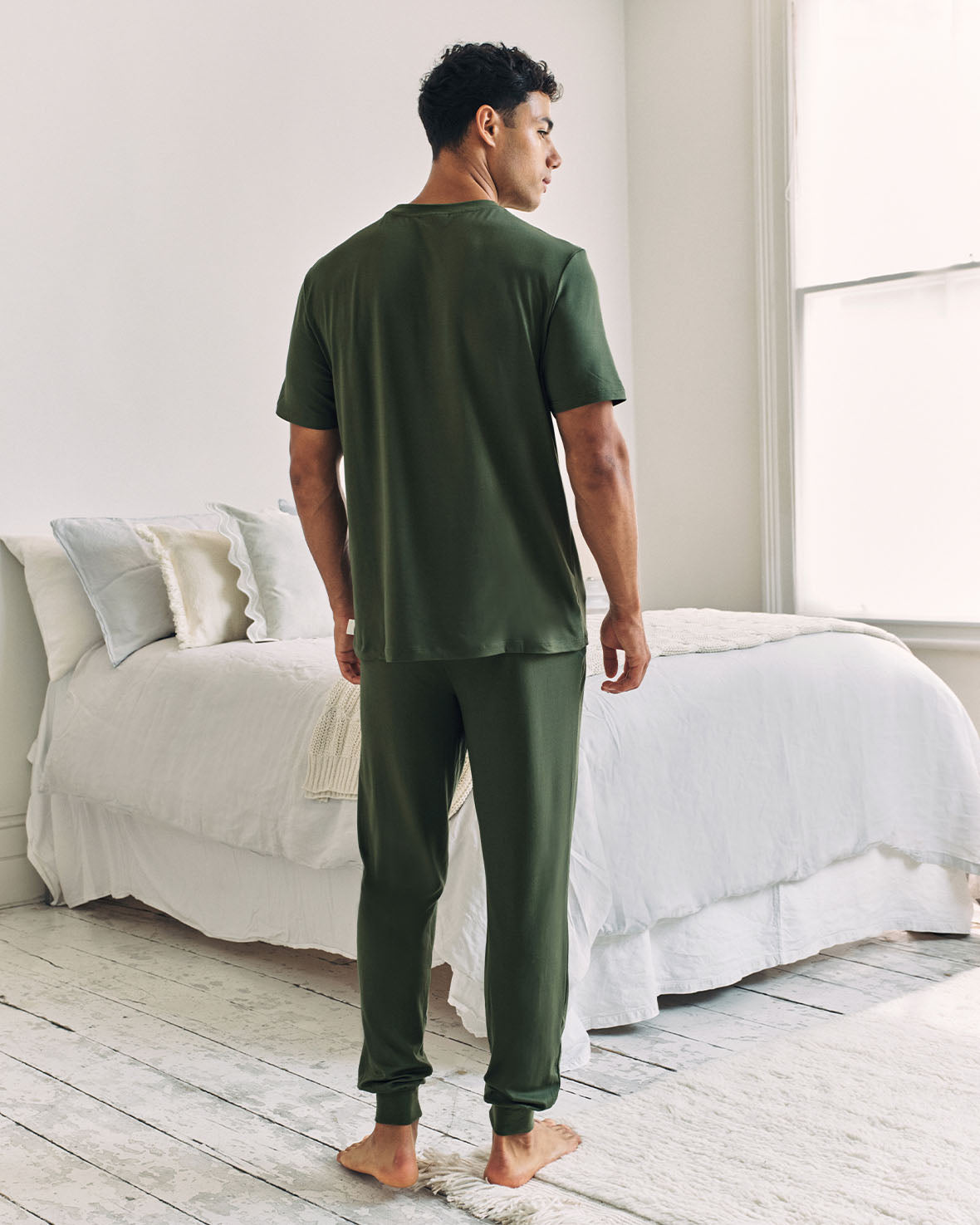 Crew Neck Long Pyjama Set - Sage