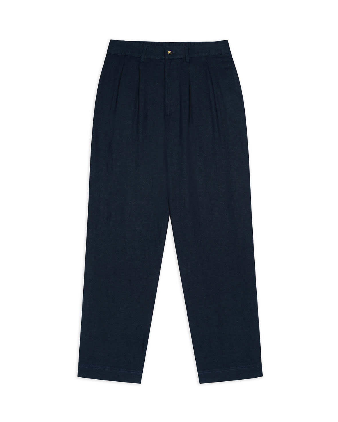 Linen-Blend Relaxed Trousers - Navy