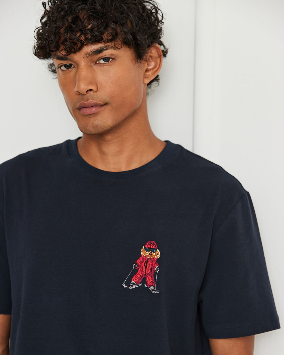 Organic Cotton Embroidered Skiing Chip the Cockapoo Gingham Long Pyjama Set - Green