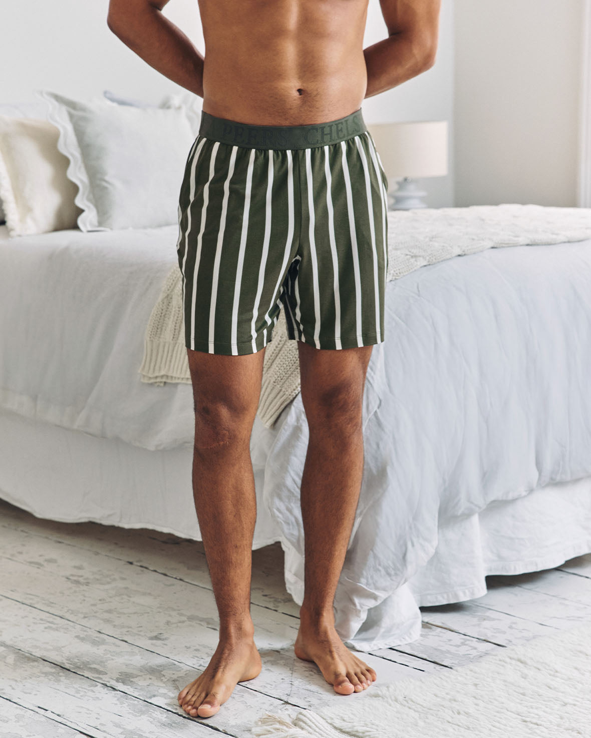 Stripe Pyjama Shorts - Khaki