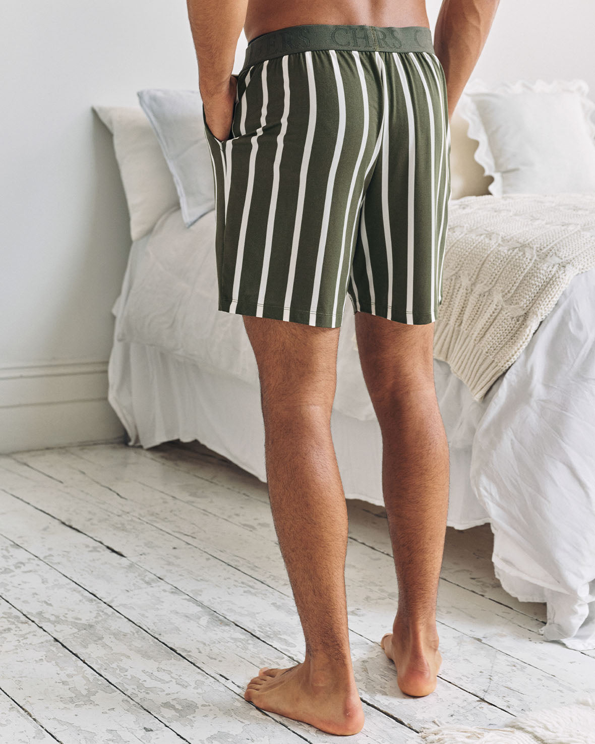 Stripe Pyjama Shorts - Khaki