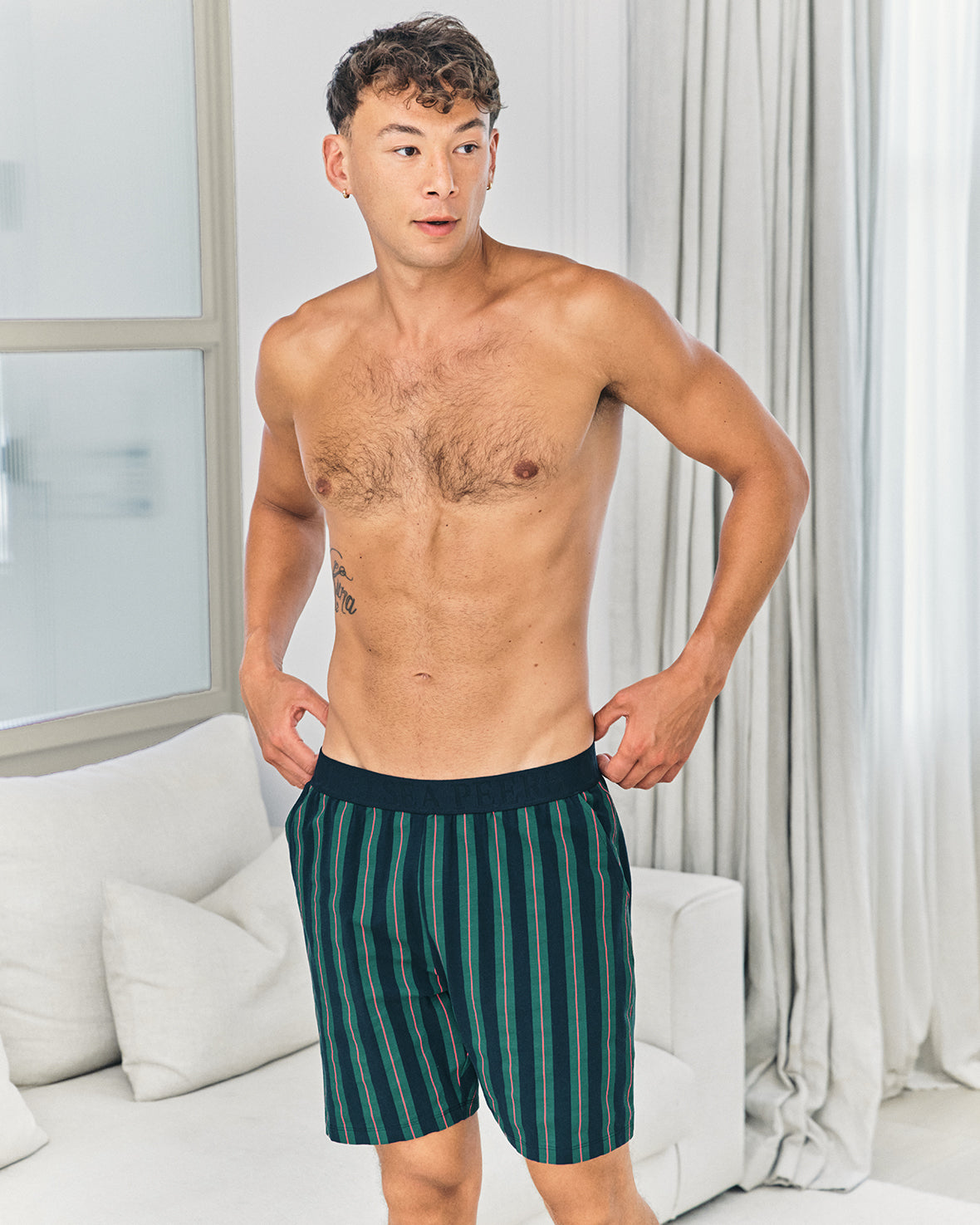 Stripe Pyjama Shorts - Navy