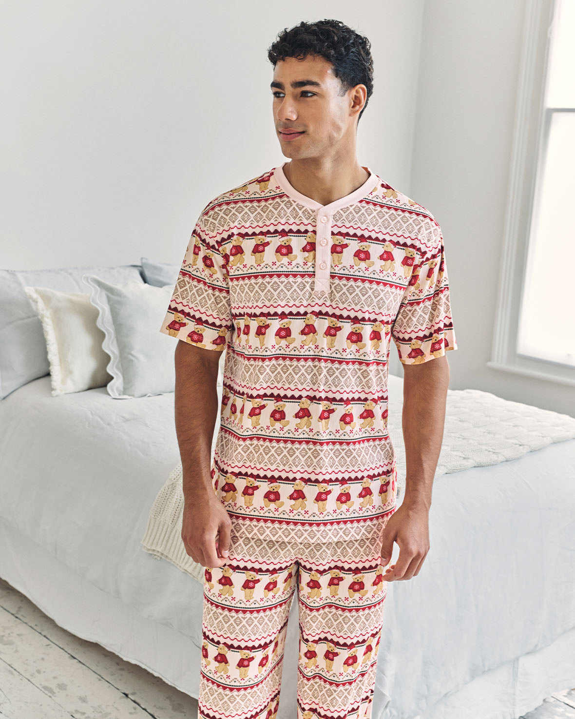 Peers the Bear Christmas Fair Isle Print Long Pyjama Set