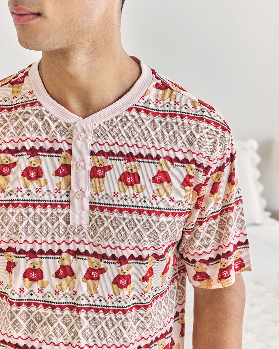 Peers the Bear Christmas Fair Isle Print Long Pyjama Set