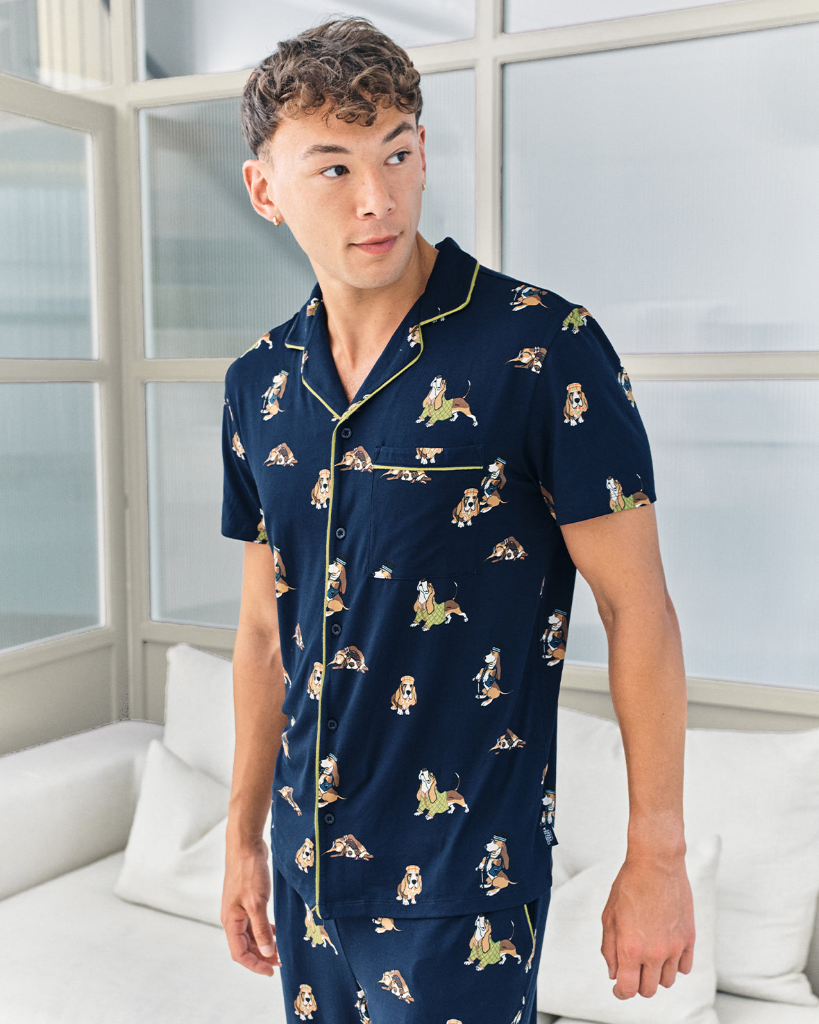 Country Hound Dog Print Long Pyjama Set