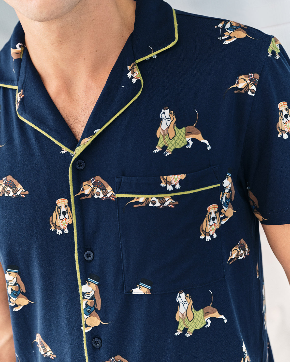 Country Hound Dog Print Long Pyjama Set