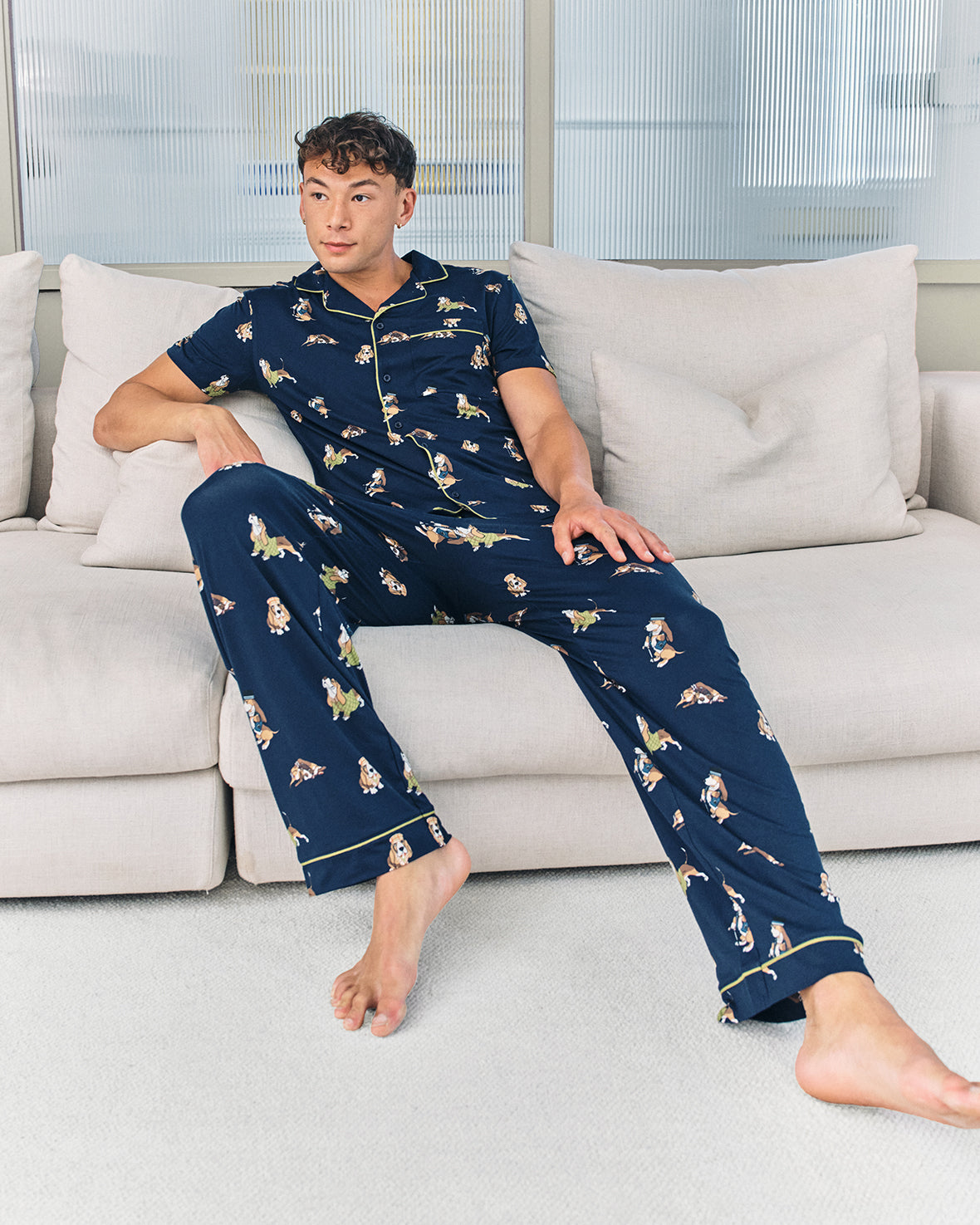 Country Hound Dog Print Long Pyjama Set