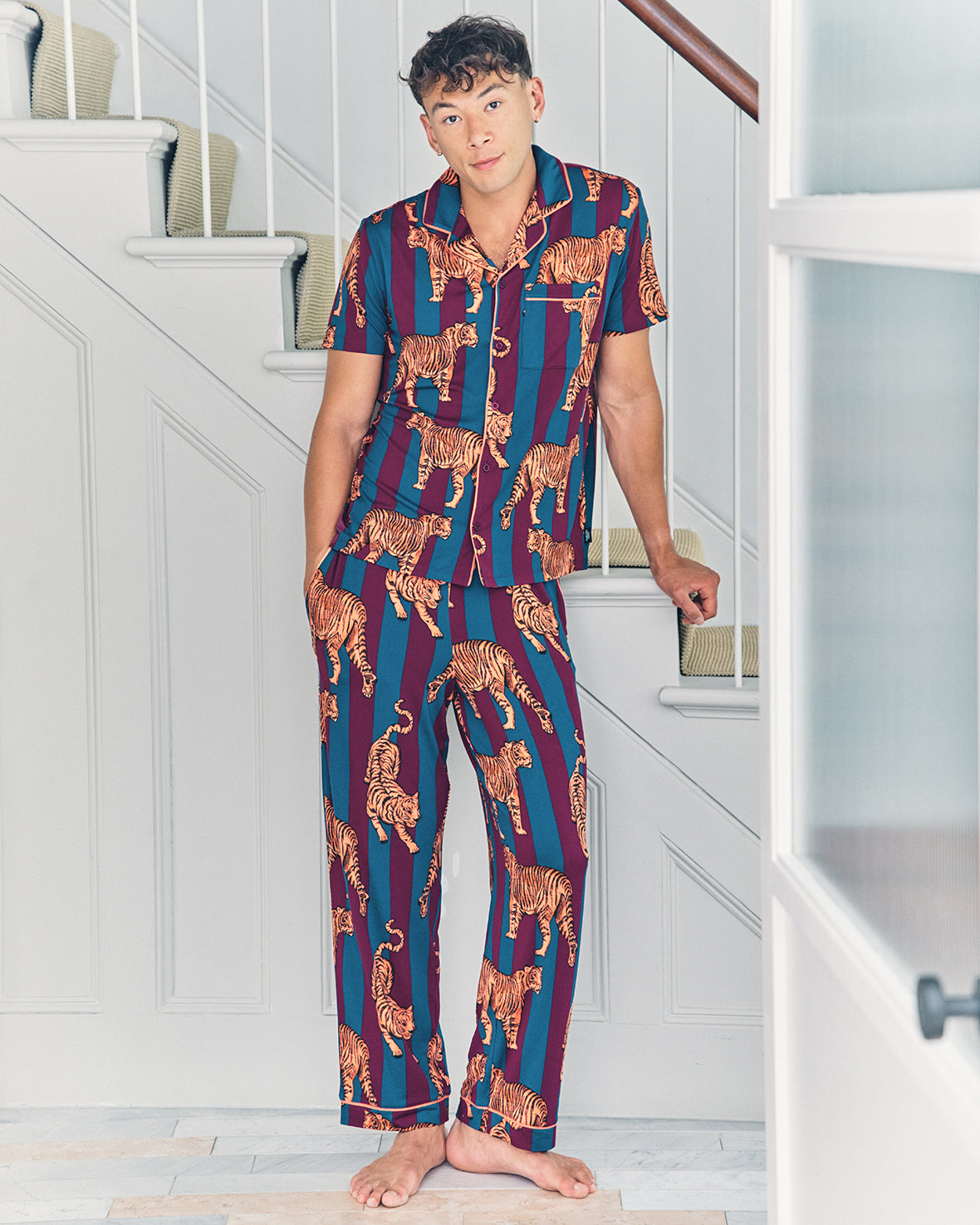 Tiger Stripe Print Long Pyjama Set