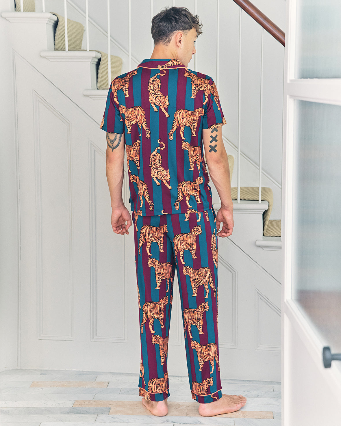 Tiger Stripe Print Long Pyjama Set