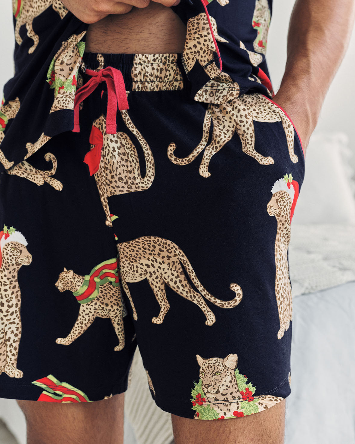 Christmas Leopard Print Short Pyjama Set