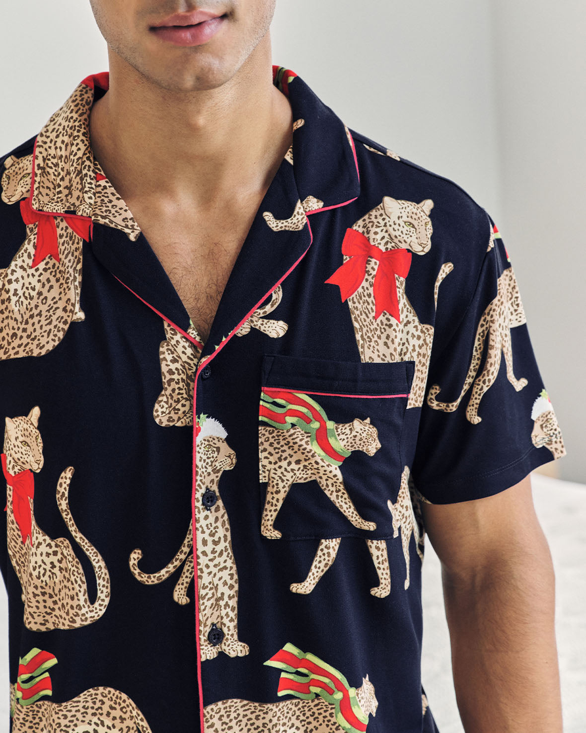 Christmas Leopard Print Short Pyjama Set