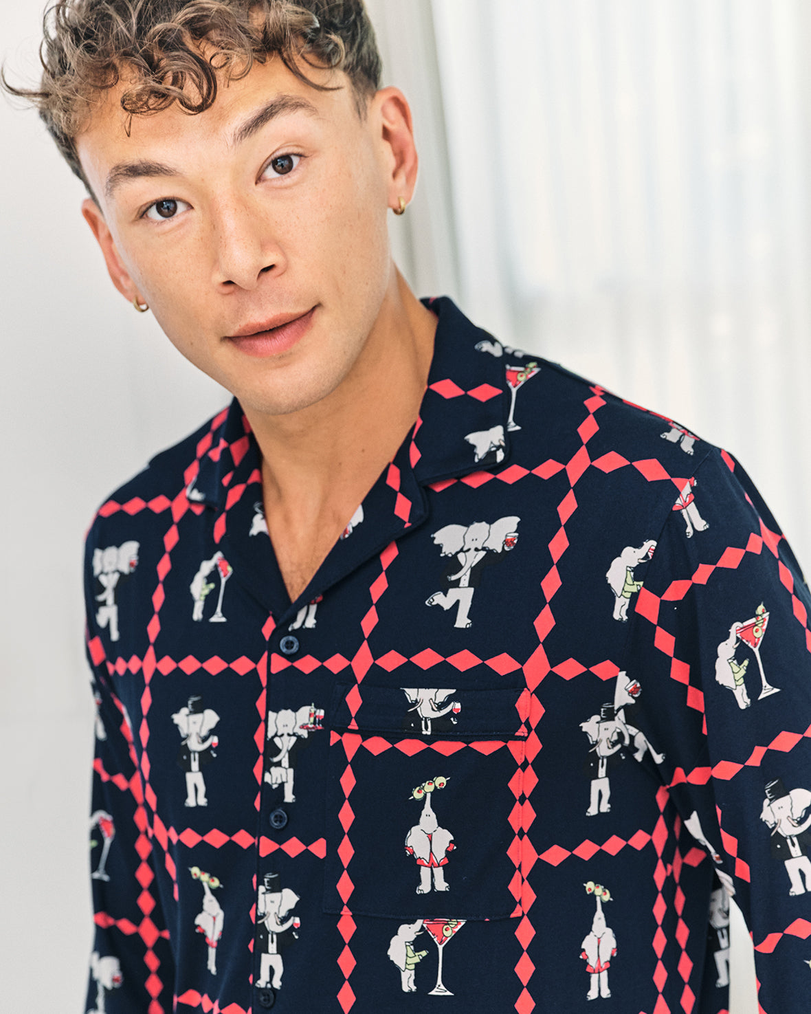 After Hours Elephants Print Long Pyjama Set