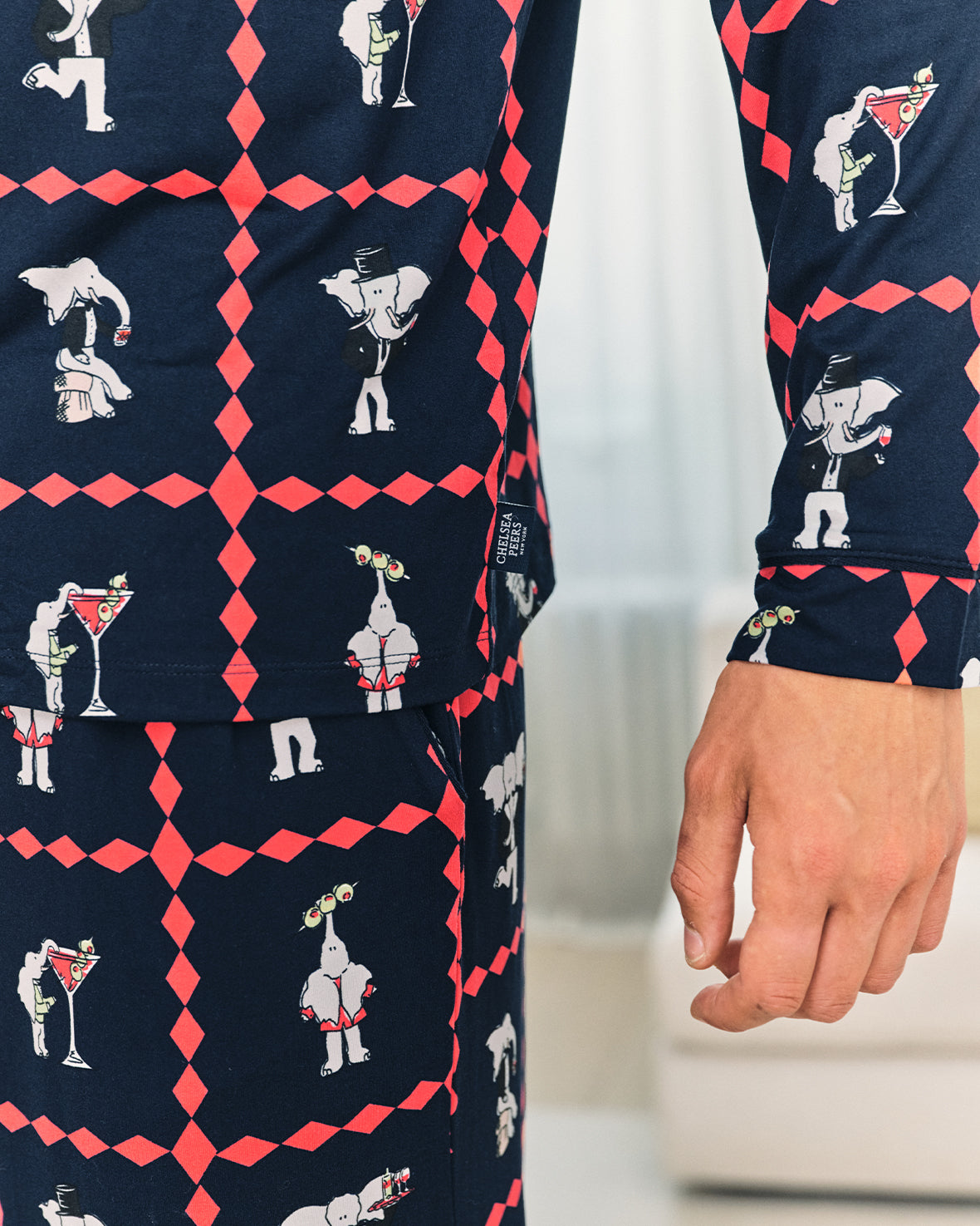 After Hours Elephants Print Long Pyjama Set