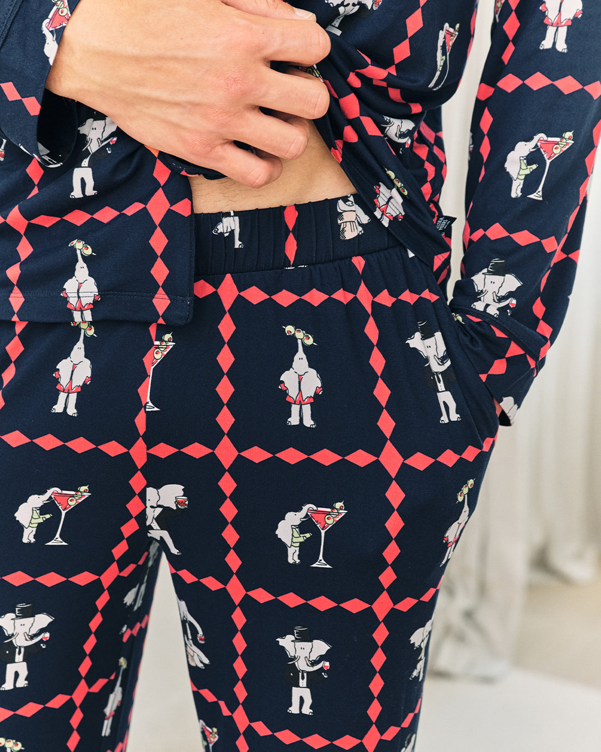 After Hours Elephants Print Long Pyjama Set
