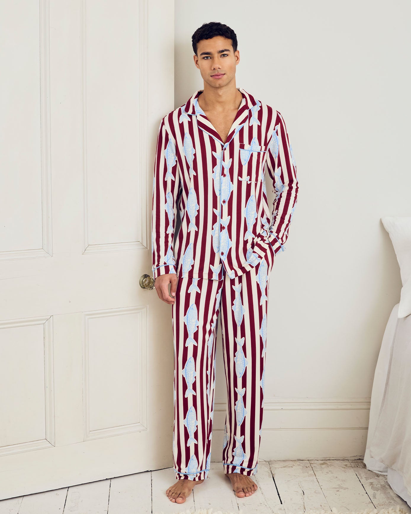 Gone Fishing Stripe Print Long Pyjama Set – Chelsea Peers