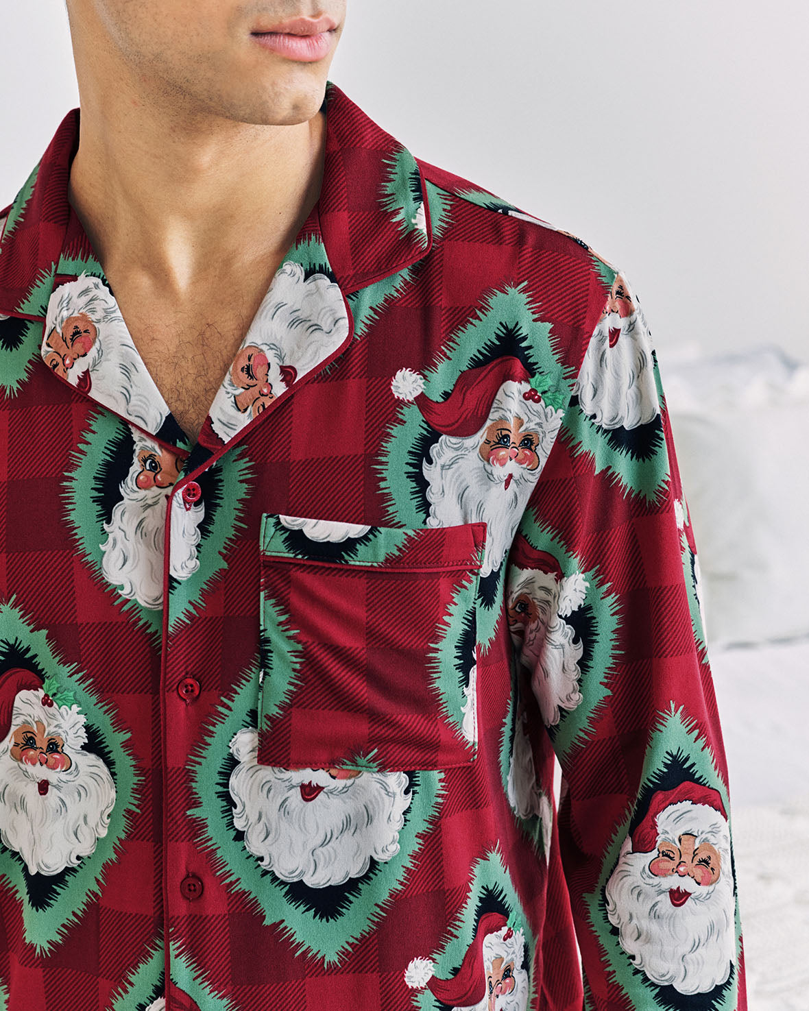 Christmas Jolly Santa Print Long Pyjama Set
