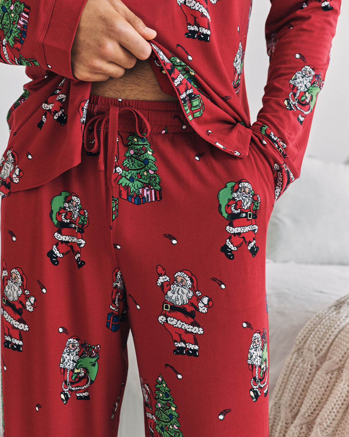 Christmas Santa Snowball Print Long Pyjama Set