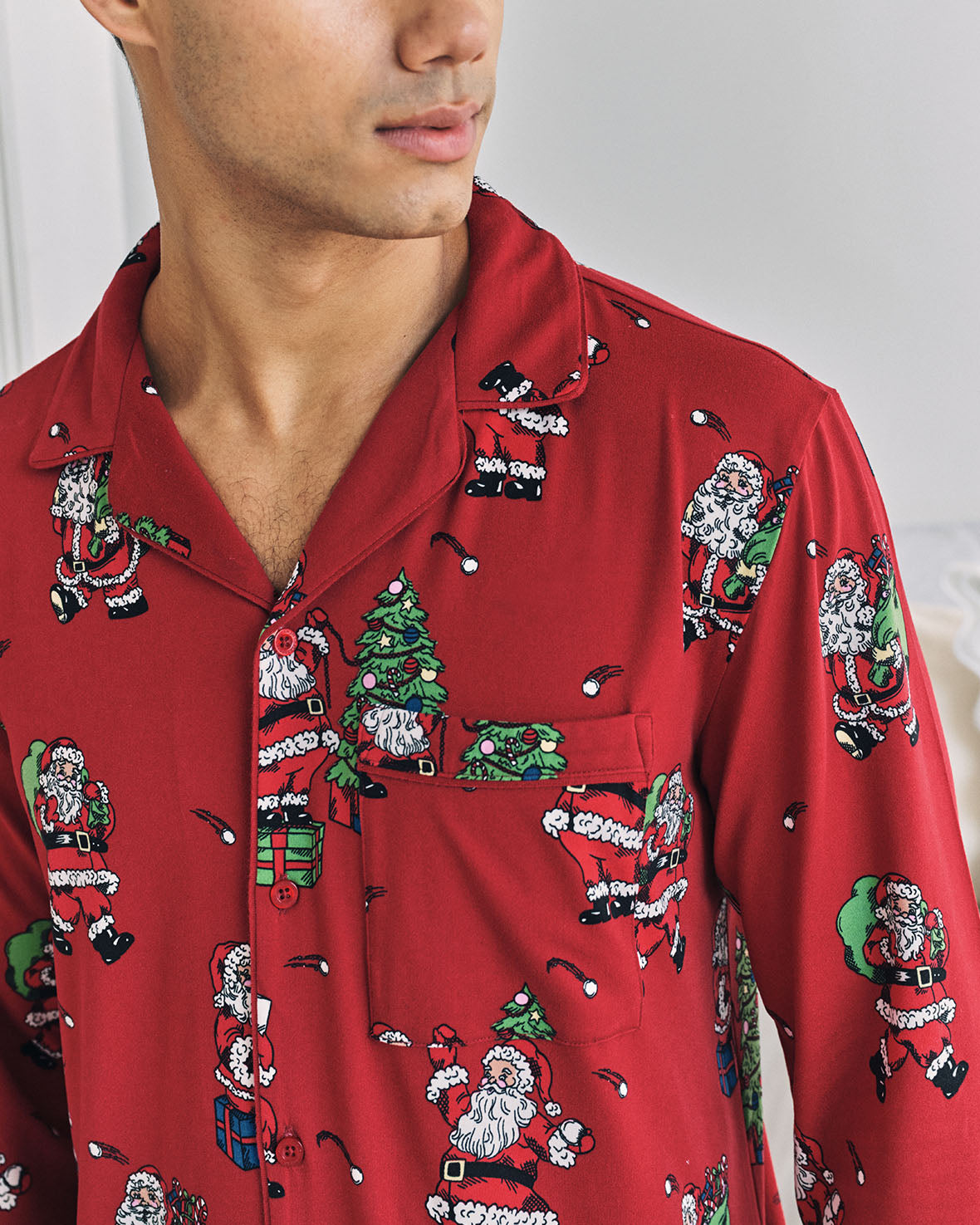 Christmas Santa Snowball Print Long Pyjama Set