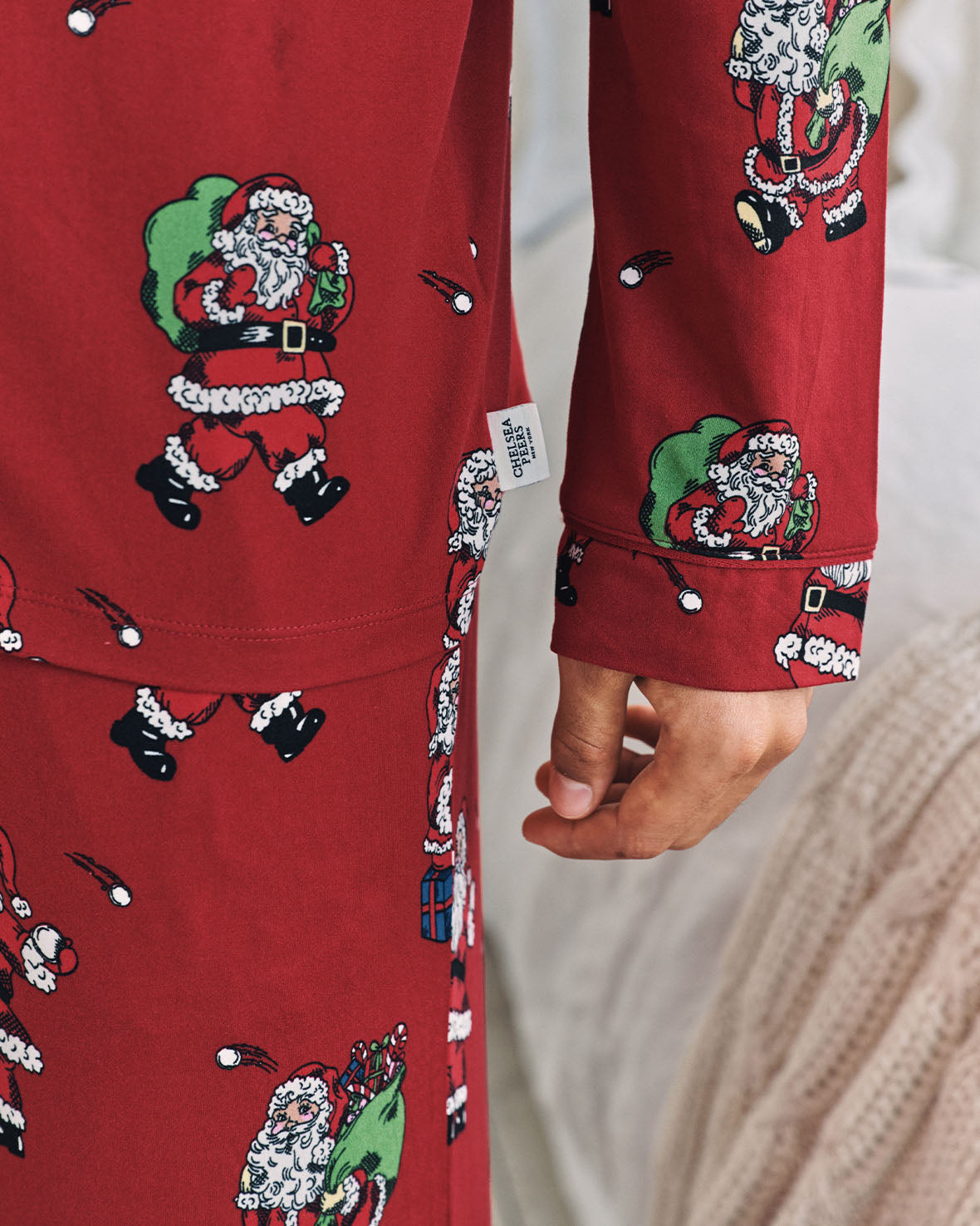 Christmas Santa Snowball Print Long Pyjama Set