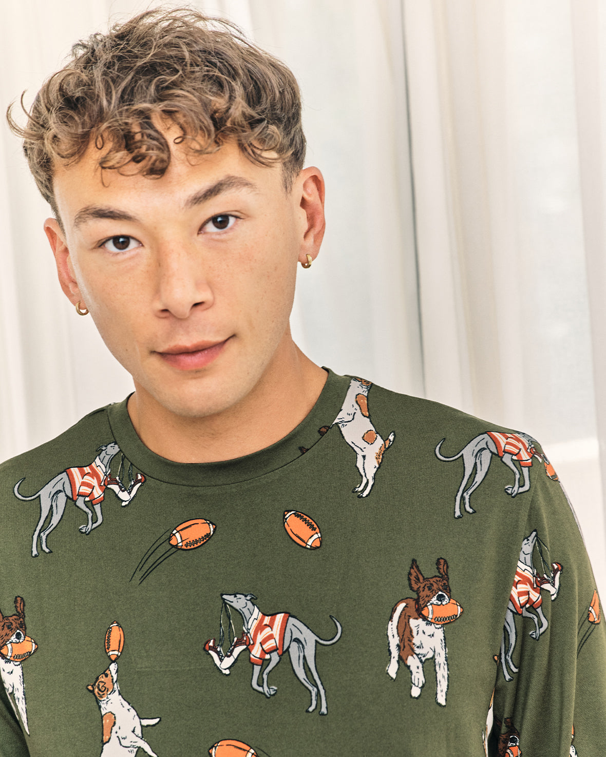 Rugby Dogs Print Long Pyjama Set