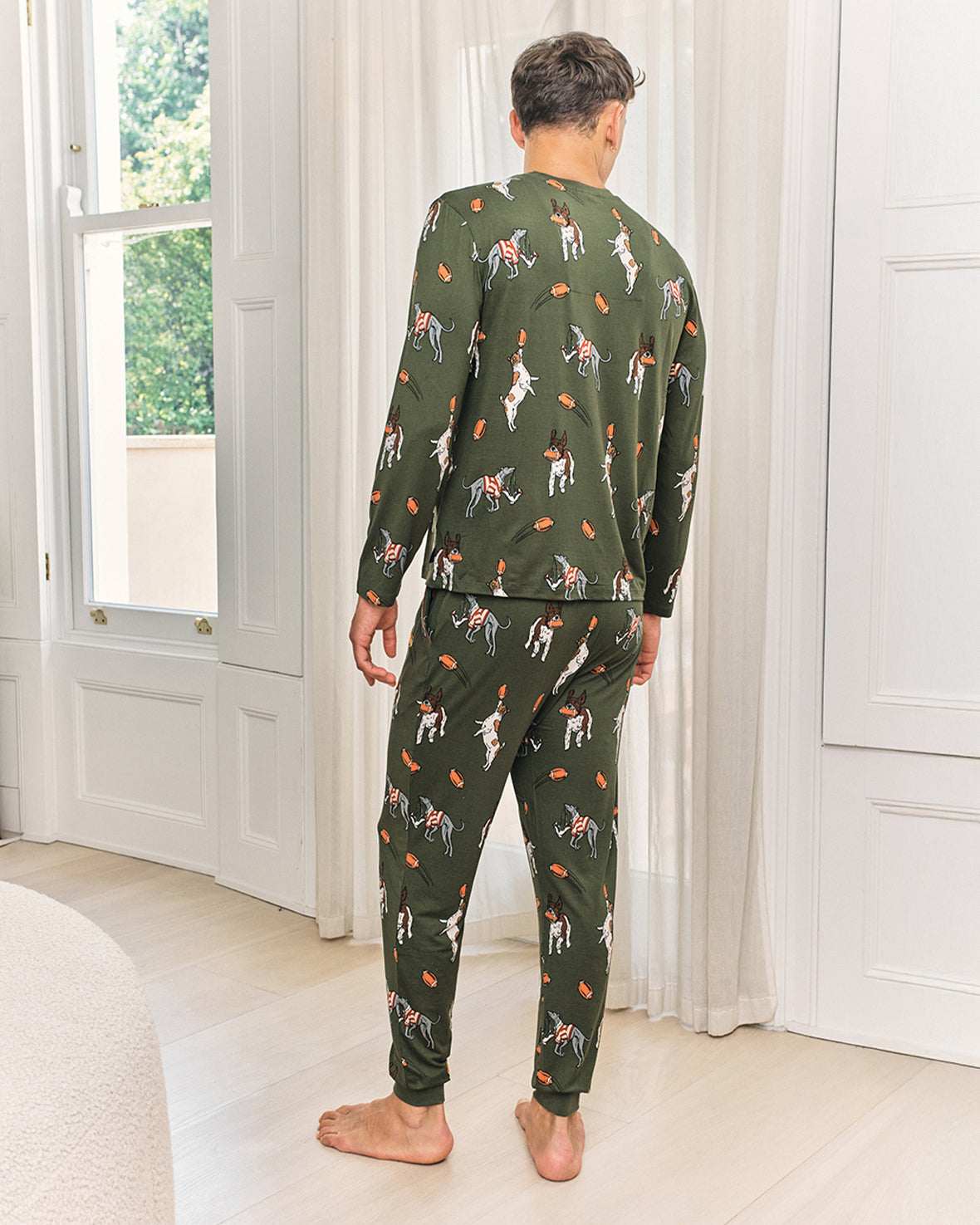 Rugby Dogs Print Long Pyjama Set