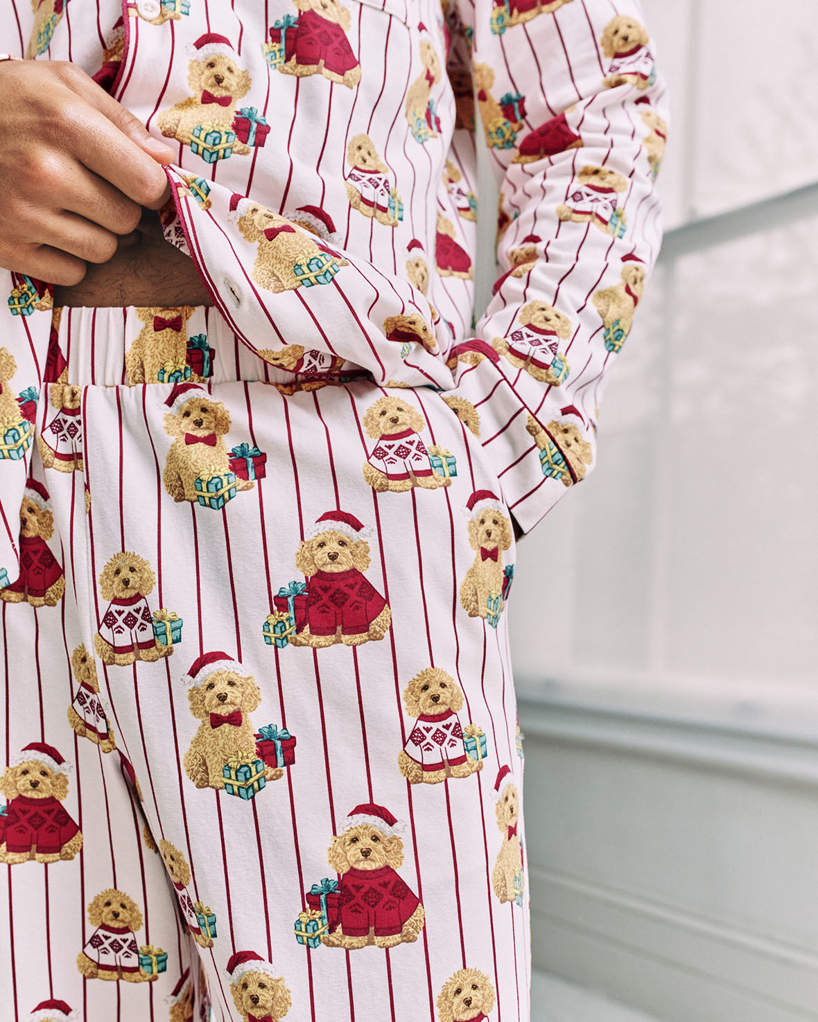 Organic Cotton Chip the Christmas Cockapoo Dog Print Long Pyjama Set