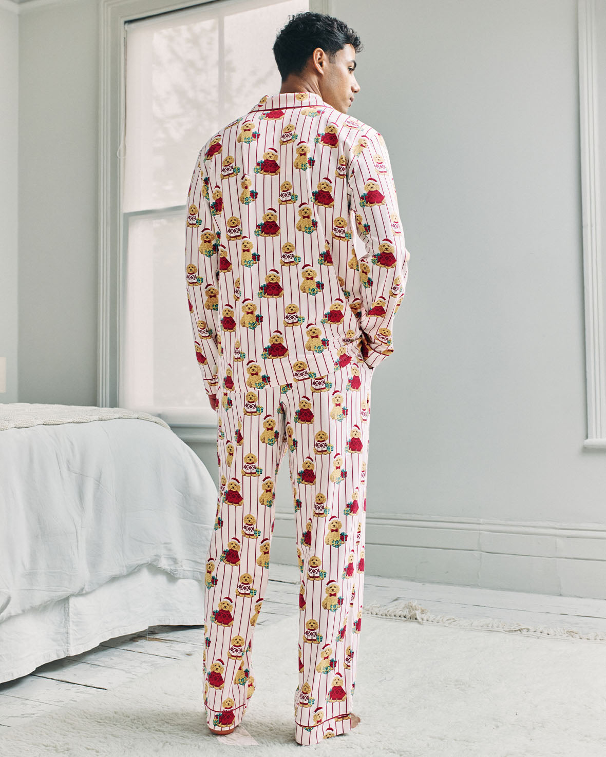 Organic Cotton Chip the Christmas Cockapoo Dog Print Long Pyjama Set