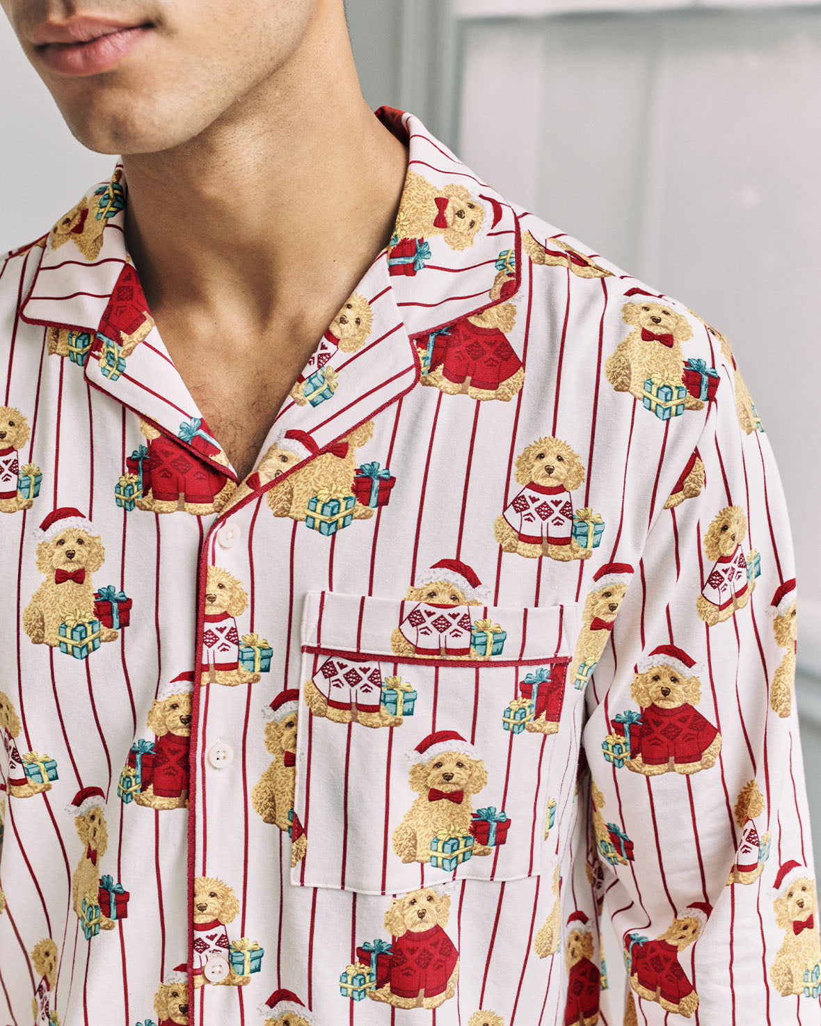 Organic Cotton Chip the Christmas Cockapoo Dog Print Long Pyjama Set