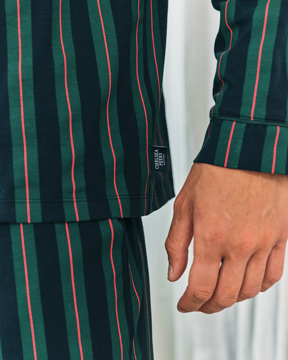 Stripe Button Up Long Pyjama Set - Navy